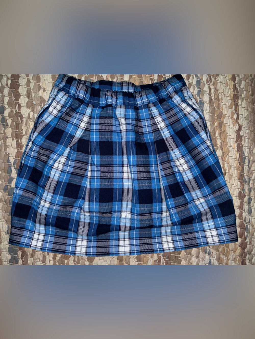 Lands' End Girls' Blue Plaid Pull-On Skort